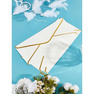 Imagem de Envelopes de negócios com borda dourada, envelopes de papel bege retangulares autovedantes, suprimentos padrão para escritório, cheques, cartas, correspondências, convites de festa de casamento, 105 x