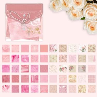 Imagem de 100 peças de papel para scrapbook - Artigos de papelaria decorativos com padrões variados para notas, fotos, diários e álbuns de recortes (tema rosa)