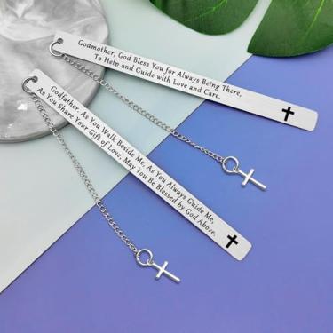 Imagem de Marcadores de livro para padrinhos de homem, presente de pedido de padrinhos, padrinho, madrinha, metal, presente de batismo, para padrinho, madrinha, presente de aniversário para pais de Deus