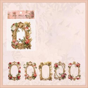 Imagem de 10 molduras de papel de artesanato vintage para scrapbook, janela de flores, moldura de papel decorativo para diário de lixo, suprimentos vintage para scrapbook, kit de fabricação de cartões, molduras