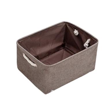 Imagem de Cesto Organizador Dobrável de Linho 30x20x13cm – Caixa de Armazenamento com Alças (Marrom)