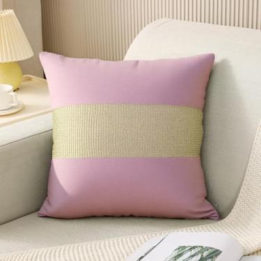 Imagem de Fronha decorativa de diamante dourado de alta qualidade com padrão geométrico para sofá, sofá, quarto, hotel (roxo claro)