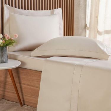 Imagem de Jogo De Cama Queen 4 Pçs Ricamo 300 Fios 100% Algodão 160x200x40cm Biscuit