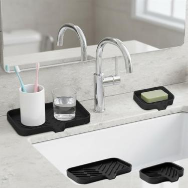 Imagem de 2 saboneteiras de silicone autodrenantes - suporte de sabão de silicone premium com base antiderrapante para chuveiro, banheiro, pia de cozinha