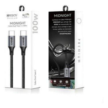 Imagem de Cabo Tipo-c Turbo 100w Hrebos Trançado Reforçado Rápido 1m - Preto