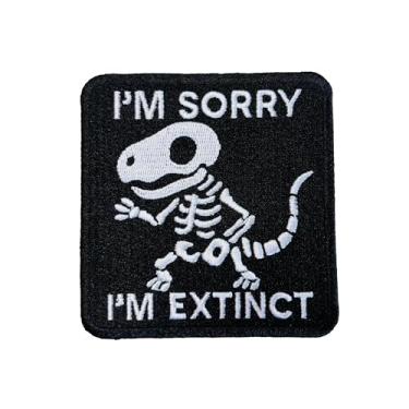 Imagem de I'm Sorry I'm Extinct Meme Dinossauro Ferro em Patch 8,89 cm - Aplique bordado engraçado - Passar a ferro, costurar em remendo para furos, roupas, jeans, chapéu, mochilas, roupas