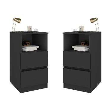Imagem de Kit 2 Mesas De Cabeceira 38,5cm 2 Gavetas Multimóveis Mp4501 Preto