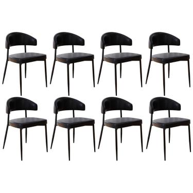Imagem de Cadeira De Jantar Estofada Kit 8 Chloe M25 Sintético Preto - Mpozenato