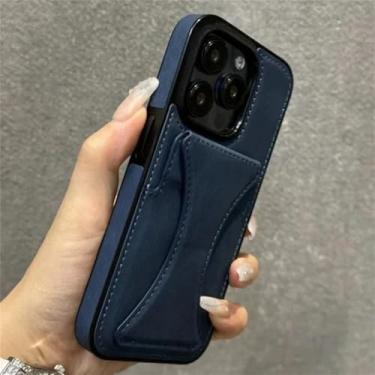 Imagem de Capa para iPhone 16 15 11 12 13 14 Pro Max 17 Slim Fit Couro Slots para Cartões Capa com Suporte, Azul, para iPhone X