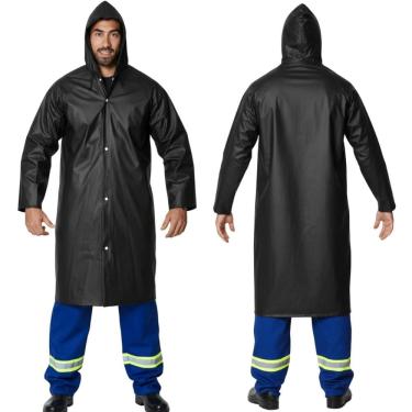 Imagem de Capa de Chuva Convencional Impermeável PVC Forrado Com Capuz CA 28449 EPI Brascamp