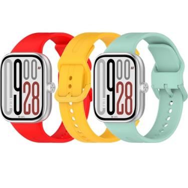 Imagem de HAOZHI 3Peças Pulseira Compatível para Redmi Watch 6 5 4 o Xiaomi Mi Smart Band 9 8 Pro,Bracelete Correia Cinta Alça de Substituição para Xiaomi Smart Band 9 8 Pro,Redmi Watch 4 5 6(Vermelho+Amarelo+Azul-petróleo)