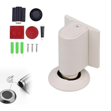 Imagem de SvRite Batente de porta magnético, rolha de cunha de porta resistente com kit de instalação, design sem broca, suporte invisível para prender no chão, disponível em preto e branco (branco)