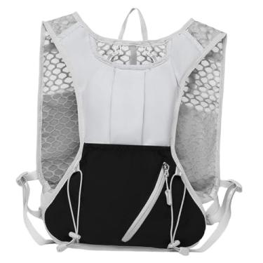 Imagem de UGPLM Colete de corrida com tiras refletivas, impermeável, multiuso, vários bolsos, mochila de caminhada respirável, colete de hidratação, Cinza Preto