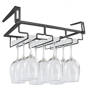 Imagem de NAISQAQ Suporte ajustável embaixo do armário – organizador de cabide de copo de vinho de metal para cozinha, bar, prateleira – rack de armazenamento suspenso à prova de ferrugem para 6 a 8 copos