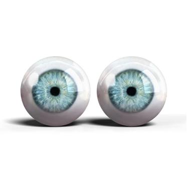 Imagem de Olhos de artesanato de vidro realistas de 2,5 cm, design de íris humana azul e cinza, conjunto de 2 peças, suprimentos para taxidermia e fabricação de bonecas - ONE POLEGADAS 25 mm (229-25)