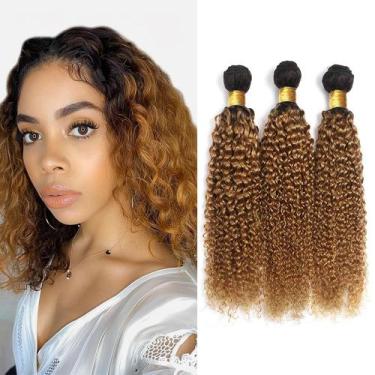 Imagem de Pacotes de cabelo MAMART Honey Blonde Curly Wave 35cm Brazilian