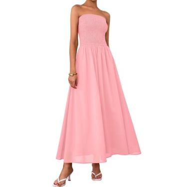 Imagem de Vestido de convidado de casamento PRETTYGARDEN Tube Top Maxi Pink Chif