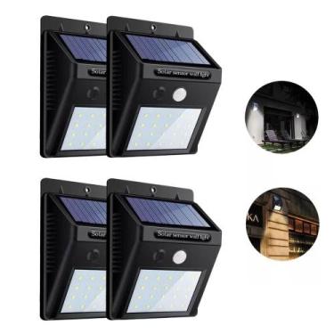 Imagem de Kit 4 Arandela Solar Externa Led Parede Economia Sem Fio