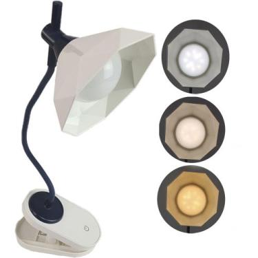 Imagem de Luminaria de Mesa Com Garra Articulavel Diamante Touch Presilha Led 3 