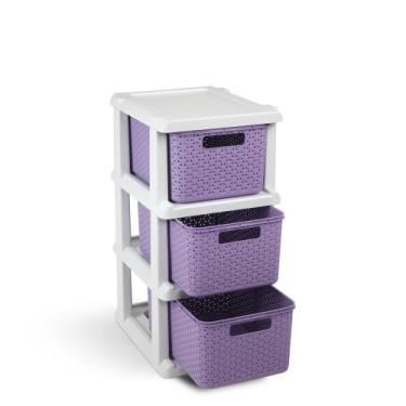Imagem de Gaveteiro Ratan Lilás Organizador 3 Gavetas Com Rodinhas Lindo - Agrap