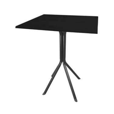 Imagem de Mesa Bistrô Baixa Preta Aço C/ Tampo 60cm Quadrado MDF - Moveraço, Pre