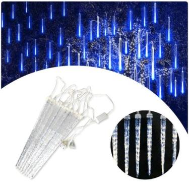 Imagem de Meteoro Cascata Gelo C/8 Tubo Led Pisca Chuva Luz Natal 3m - TOP NATAL