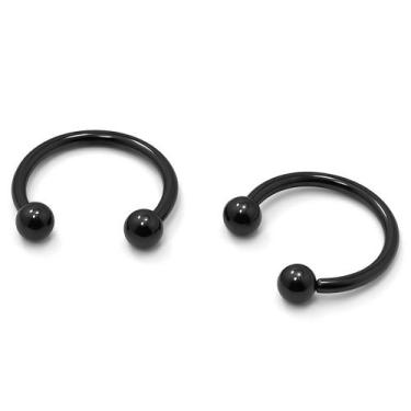 Imagem de Piercing Ferradura Preto Aço Cirúrgico 1.2mm - M2 Piercing, 12mm