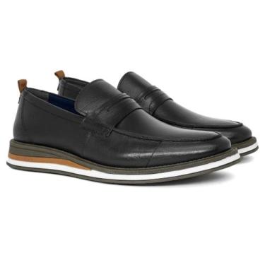Imagem de Sapato Democrata Type Loafer Couro Legítimo Conforto, Preto, 41