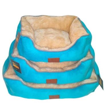 Imagem de Caminha Luxo 65x55 Cão Gato Lavável Antiestresse Lovely Vibe, bege/azu