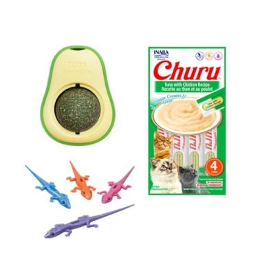 Imagem de Kit Completo Gato Catnip Abacate + 4 Lagartixas + Petisco Saudável (Padrão, Atum e Frango)