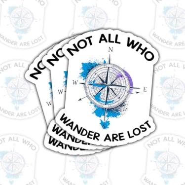 Imagem de (3 peças) Adesivo de vinil Not All Who Wander are Lost Compass - Decalque à prova d'água para carro, laptop, parede, janela, para-choque - Design de aventura de viagem - perfeito para trailer, jipe e