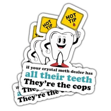 Imagem de Adesivo com 3 peças If Your Crystal Meth Dealer Has All Their Teeth They're The Cops, adesivo engraçado de vinil cortado de metanfetamina impróprio 7,6 cm para garrafas de água, laptop, telefone