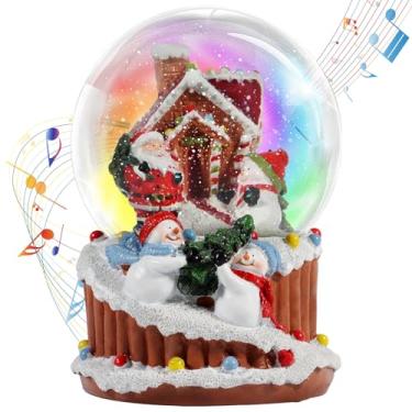 Imagem de KELIVOL Globo de Neve de Natal, com 8 Músicas e Luzes Coloridas, Bola de Neve Musical, Papai Noel, Boneco de Neve, Rena, Caixa de Música, Decoração de Natal, Presente de Natal para Crianças (Casa de P