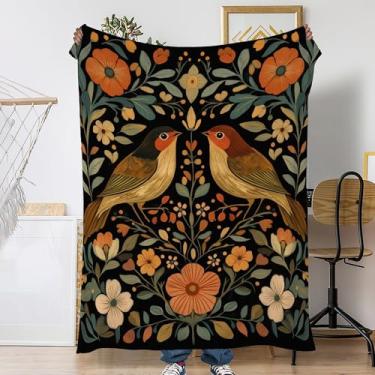 Imagem de Cobertores vintage de flores para sofá, casa de fazenda rústica, macio, aconchegante e leve para viagem, cobertor de lã de flanela para sofá, cama, acampamento, noites de cinema, assistir TV 127 x 152