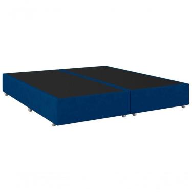 Imagem de Cama Base Box King Bipartido Suede Azul 38x193x203