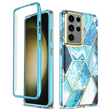 Imagem de Asuwish Capa de celular para Samsung Galaxy S23 Ultra 5G capa de celular híbrida luxuosa linda mármore à prova de choque corpo inteiro resistente acessórios finos S23Ultra 23S S 23 23Ultra 17.3 cm