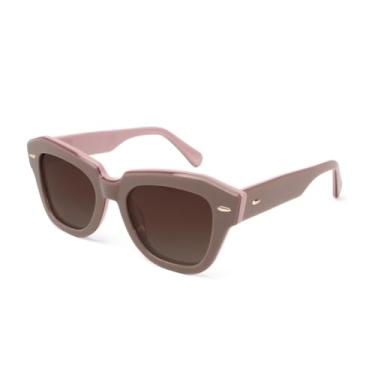 Imagem de JRLLFD Óculos de sol de acetato feminino Uv400 polarizado, masculino, rebite (rosa)