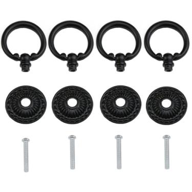 Imagem de AYLIFU Conjunto de 4 peças puxador de gaveta preto puxador de armário com parafuso combinando 3,5 x 2,5 cm para penteadeira de armário de gaveta de cozinha e caixa de joias