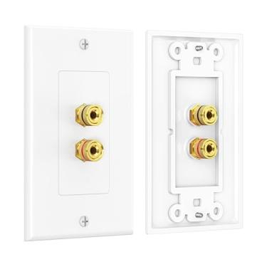 Imagem de Cable Matters Cable Matters 2 unidades de placa de parede de fio de alto-falante (placa de parede de alto-falante/placa de parede de plugue banana) para 1 alto-falante em branco
