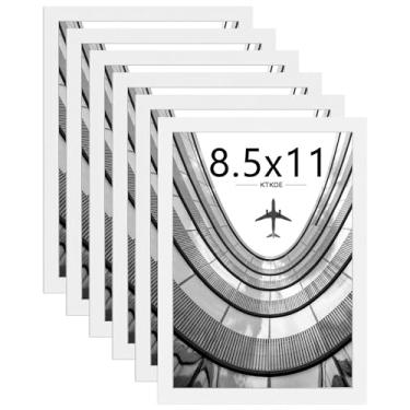 Imagem de KTKDE Conjunto de 6 porta-retratos de 21 x 28 cm, porta-retratos de certificado branco, pôster e foto para pendurar na parede ou mesa com acrílico resistente a estilhaçamento, decoração de casa