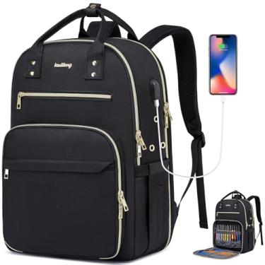 Imagem de Mochila para bolsa de tricô, organizador de fios com porta de carregamento USB, mochila acolchoada para mulheres, bolsa de crochê de viagem, bolsas para ganchos de crochê, agulhas de tricô