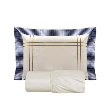 Imagem de Jogo de Lençol Solteiro 02 Pçs, Casal Padrão, Queen ou King 03 Peças Percal 180 Fios Porcelana (Solteiro 02 Peças)