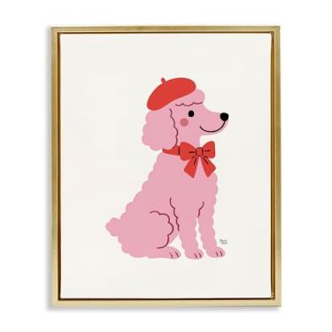 Imagem de Stupell Industries Arte de parede em tela flutuante preta com poodle francês em boina, design de Jessica Beck, 80 x 63 cm