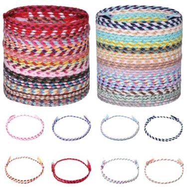 Imagem de LXUEJIE 30 pulseiras de amizade trançadas feitas à mão, pulseiras de corda de algodão com borlas coloridas ajustáveis para mulheres, homens e adolescentes