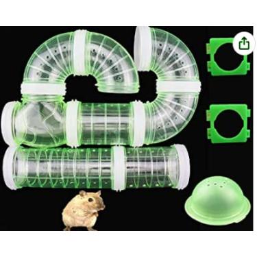 Imagem de Acouto Conjunto de Tubos de Hamster Transparentes Com Túneis de Conexão DIY, Brinquedo de Atividade Segura para Ratos de Estimação, Diversão Fácil de Montagem para Animais Pequenos (Verde 40 libras