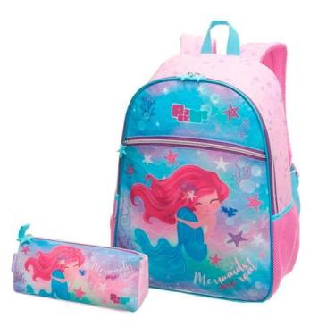 Imagem de Mochila De Costas + Estojo Pack Mermaids Are Real Lilás - Pacific