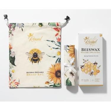 Imagem de Saco reutilizável para pães de cera de abelha | Pacote com 2 sacos de pão orgânico para pão caseiro | Saco de algodão forrado com cera de abelha adequado para geladeira e freezer para manter seu pão