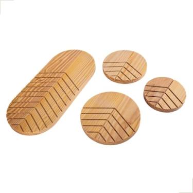 Imagem de Kit 4 Jogo Descanso de panela e travessa em madeira