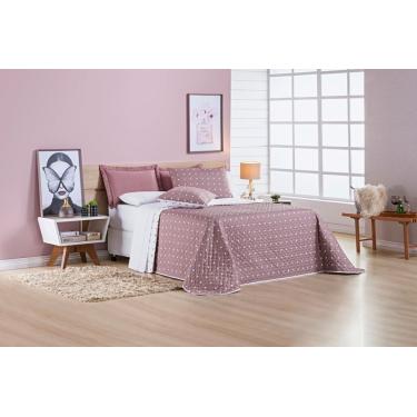 Imagem de Cobre Leito 200 Fios Petit Poá  Queen 03 Peças - Rose