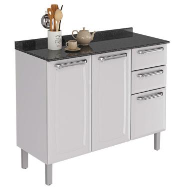 Imagem de Balcão De Cozinha Luce Em Aço 3 Portas E 2 Gavetas Itatiaia Branco Neve